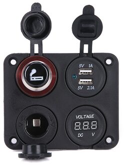 Auto Dual Usb Charger Boat Sigarettenaansteker Schakelpaneel Voertuig Voltmeter Digital Display Voltage Detectie Display