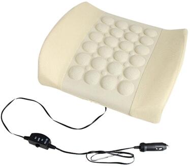 Auto Elektrische Massage Lumbale Stress Overdrukventiel Kussen Seat Taille Ondersteuning wit