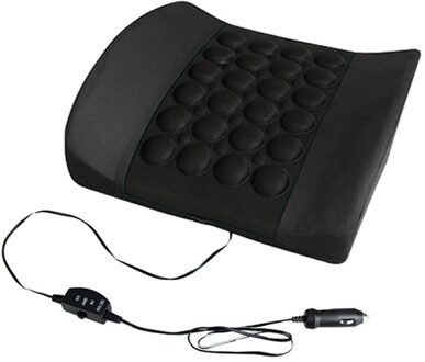 Auto Elektrische Massage Lumbale Stress Overdrukventiel Kussen Seat Taille Ondersteuning zwart