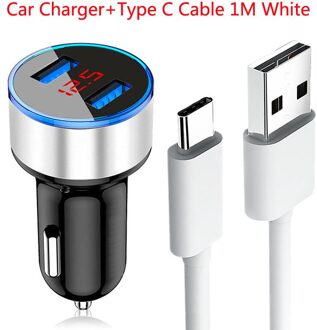 Auto Fast Charger Type C Usb Kabel Voor Samsung S21 S20 S10 S9 Plus A22 A32 A42 A52 A72 5G F42 F62 Type C Usb Car Charger Cable lader kabel Whire