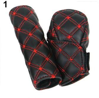 Auto Faux Lederen Pookknop Cover Handrem Cover Mouw 2 In 1 Set Rood