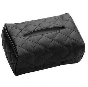 Auto Faux Leer Zon Viper Achterbank Opknoping Tissue Doos Papier Houder Container zwart