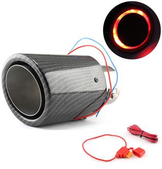 Auto Gemodificeerde Uitlaatpijp Led Licht Carbon Fiber Voor Universele Model Rood/Blauw Led Uitlaat Tip Uitlaat licht Gereedschap Hemming rood