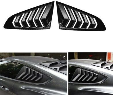 Auto Glanzend Zwart Kwart 1/4 Side Window Louvre Cover Voor Ford Mustang