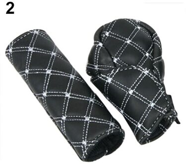 Auto Handrem Grips Faux Lederen Pookknop Cover Handrem Cover Mouw 2 in 1 set Handrem Grips zwart wit