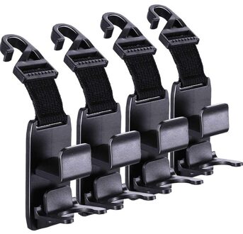 Auto Hoofdsteun Haak Seat Terug Hanger Voor Handtas Portemonnee Kruidenier Doek Draagbare Multifunctionele Clips Auto Styling 4stk zwart