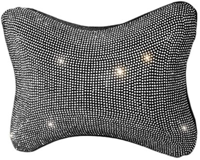 Auto Hoofdsteun Ondersteuning Nekkussen Met Bling Bling Diamanten, Auto Head Relax Reizen Pad Kussen wit