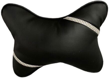 Auto Hoofdsteun Ondersteuning Nekkussen Met Bling Bling Diamanten, Auto Head Relax Reizen Pad Kussen zwart wit