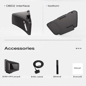 Auto Hud Head-Up Display Obd + Gps Dual Systeem Smart Gauge A-stijl Bekleding Dashboard Installeren Rijden stopwatch Snelheidsmeter Kilometerteller