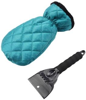 Auto Ijskrabber Mitt Winter Warm Voorruit Sneeuw Schop Handschoen Met Borstel groen