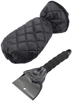 Auto Ijskrabber Mitt Winter Warm Voorruit Sneeuw Schop Handschoen Met Borstel zwart