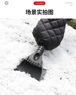 Auto Ijskrabber Mitt Winter Warm Voorruit Sneeuw Schop Met Handschoen zwart