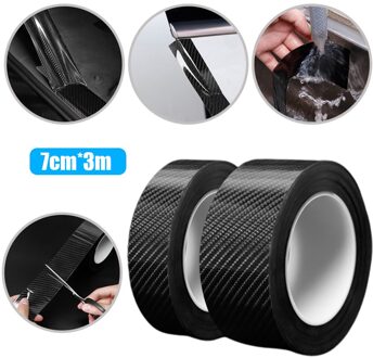 Auto Instaplijsten Protector Strips Auto Kick Platen Fiber Instaplijsten Zelfklevende 5D Carbon Fiber Patroon Drempel Bescherming strip 7cmx3m