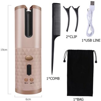 Auto Keramische Draadloze Krultang Haar Waver Tang Strand Golven Iron Curling Wand Air Curler Usb Draadloze Automatische Haar Krultang Roze