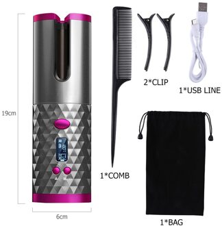 Auto Keramische Draadloze Krultang Haar Waver Tang Strand Golven Iron Curling Wand Air Curler Usb Draadloze Automatische Haar Krultang zwart