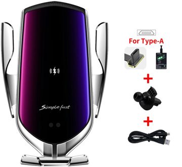Auto Klem R2 15W Auto Draadloze Oplader Foriphone Infrarood Inductie Qi Draadloze Oplader Forsamsung Auto Telefoon Houder Forhuawei zilver for Micro A