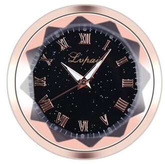 Auto Klok Mode sterrenhemel Romeinse cijfers Dial Quartz Klokken Mini Automobiles Stick-On Digitale Horloge Auto Decoratie /D goud