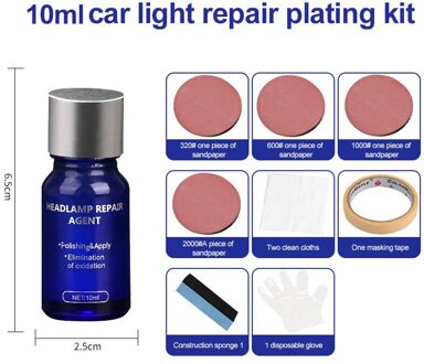 Auto Koplamp Onderhoud Schoon Loopvlakvernieuwing Middel Spuiten Polish Reparatie Vloeistof Anti-Kras Liquid Kit 1reeks 10ml