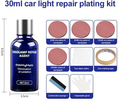 Auto Koplamp Onderhoud Schoon Loopvlakvernieuwing Middel Spuiten Polish Reparatie Vloeistof Anti-Kras Liquid Kit 1reeks 30ml