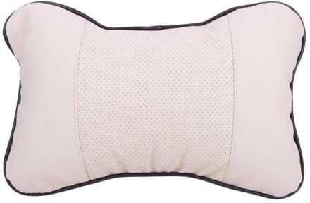 Auto Kussen Lederen Hals Hoofdsteun Super Zachte Memory Foam Auto Seat Cover Hoofd Neksteun Kussen-Gat graven Auto hoofdsteun beige