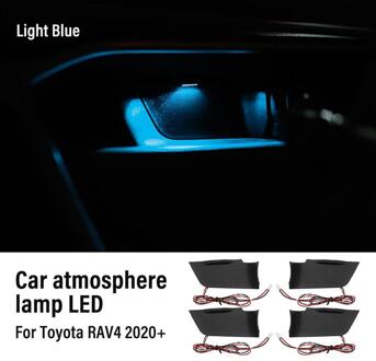 Auto Led Deur Kom Armsteun Sfeer Licht Binnenverlichting Decoratie Deur Kom Handvat Frame Licht Voor Toyota RAV4 ijs- blauw