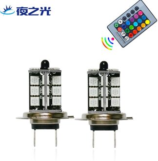 Auto Led Fog Lamp Rgb Kleurrijke Afstandsbediening Flash Fog 5050 Lamp Kralen-27smdh7 H11 9005 9006