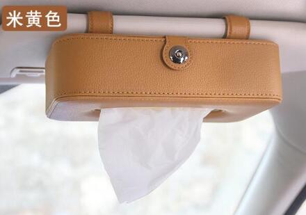Auto Lederen Zonneklep Tissue Seat Terug Deksel Pompen Papier Auto Thuis Servet Houder Case Bruin