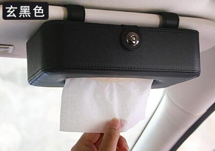 Auto Lederen Zonneklep Tissue Seat Terug Deksel Pompen Papier Auto Thuis Servet Houder Case zwart