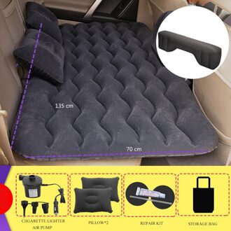 Auto Lucht Opblaasbare Travel Matras Bed Universele Voor Achterbank Multi Functionele Sofa Kussen Outdoor Camping Mat Kussen stijl 2 zwart