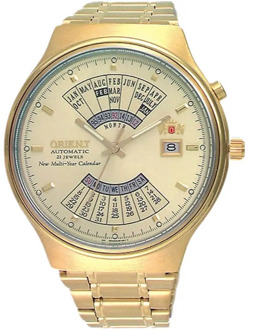 Auto man watch Orient multi-year FEU00008C Gold Belt steel automatic men's watch golden bracelet steel Multi-year'