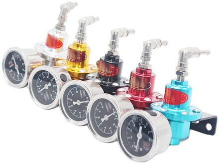 Auto Metal Verstelbare Auto Fuel Pressure Regulator Met Olie Gauge Verhogen Brandstof Injectie Kosten Besparen Auto Accessoires zwart