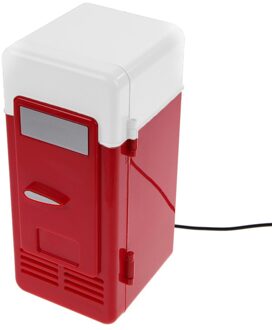 Auto Mini Koelkast Gadget Drankblikjes Cooler Warmer Usb Koelkast Met Interne Led Licht Desktop Mini Koelkast Rood