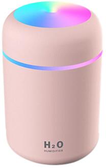 Auto Mini Luchtbevochtiger Met 7-Kleur Led Nachtlampje Draagbare Multifunctionele Usb Mute Bureau Luchtbevochtiger roze