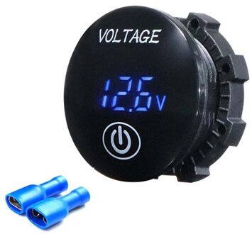Auto Motorfiets Voltage Meter met Touch Schakelaar Ronde Waterdichte Auto Voltage Meter Boot DC 12-24V LED Panel digitale Voltmeter Blauw