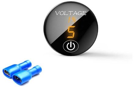 Auto Motorfiets Voltage Meter met Touch Schakelaar Ronde Waterdichte Auto Voltage Meter Boot DC 12-24V LED Panel digitale Voltmeter Oranje