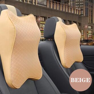 Auto Nekkussen 3D Memory Foam Head Rest Verstelbare Auto Hoofdsteun Kussen Reizen Nekkussen Ondersteuning Holder Seat Kussen Beige