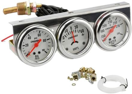 Auto Olie Druk Water Temp Amp Meter Gauge Met Sensor Triple Gauge Set Mechanische Chrome Panel Olie Druk