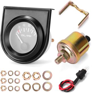 Auto Oliedrukmeter Inbouwen 52Mm Auto Olie Druk Instrument 0 ~ 100PSI Oliedrukmeter Met Sensoren