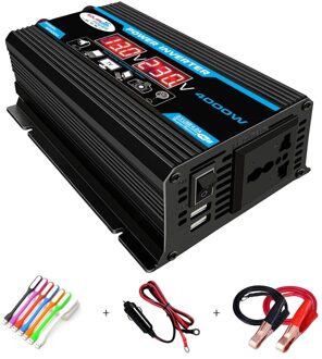 Auto Omvormer 4000W DC12V Om AC220V Zwart Converter Voor Thuis Power Telefoon Oplader Laptop Opladen Emergency Power