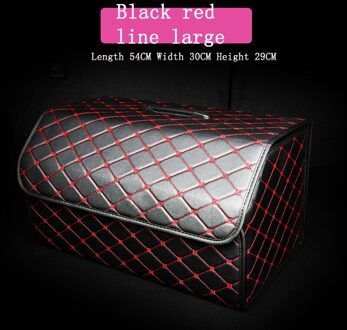 Auto Opbergtas Pu Lederen Kofferbak Organizer Box Opbergtas Vouwen Vouwen Kofferbak Opbergen Opruimen Voor Auto Suv zwart rood lijn groot