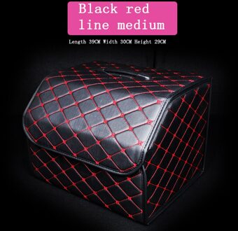 Auto Opbergtas Pu Lederen Kofferbak Organizer Box Opbergtas Vouwen Vouwen Kofferbak Opbergen Opruimen Voor Auto Suv zwart rood medium