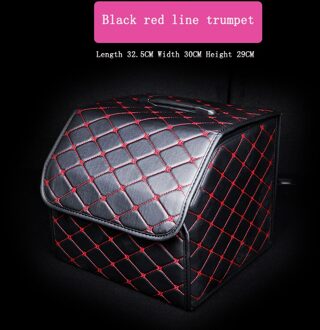 Auto Opbergtas Pu Lederen Kofferbak Organizer Box Opbergtas Vouwen Vouwen Kofferbak Opbergen Opruimen Voor Auto Suv zwart rood trumpet
