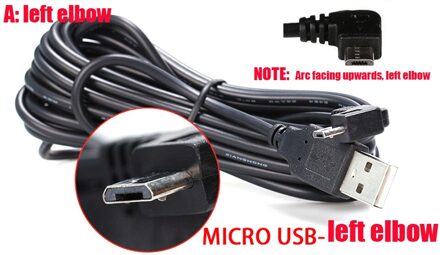 Auto Opladen gebogen MICRO USB Uitgebreide Kabel for70mai xiaoyi mijia 360 Auto DVR Camera c, kabel lengh 3.5 m (11.48ft) Micro usb links elbow