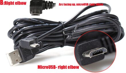 Auto Opladen gebogen MICRO USB Uitgebreide Kabel for70mai xiaoyi mijia 360 Auto DVR Camera c, kabel lengh 3.5 m (11.48ft) MicroUSB rechtsaf elbow