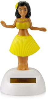 Auto Ornament Automobiles Decoratie Dancing Hula Meisje Swingende Bobble Speelgoed Auto Interieur Home Decor Solar Meisjes Accessoires geel