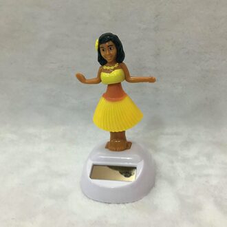 Auto Ornament Automobiles Decoratie Dancing Hula Meisje Swingende Bobble Speelgoed Auto Interieur Home Decor Solar Meisjes Accessoires geel