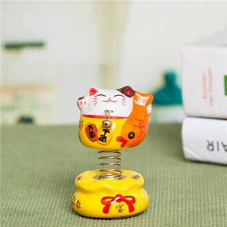 Auto Ornament Lucky Cartoon Lente Leuke Kat Speelgoed Keramiek Decoratie Auto Interieur Dashboard Pop Auto-Styling Accessoires Geel