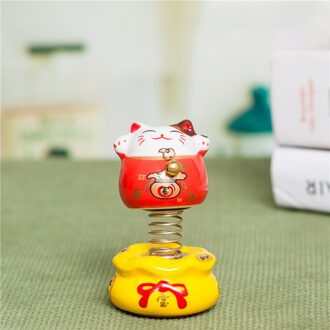 Auto Ornament Lucky Cartoon Lente Leuke Kat Speelgoed Keramiek Decoratie Auto Interieur Dashboard Pop Auto-Styling Accessoires Rood