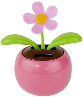 Auto Ornamenten Zonne-energie Dansen Bloem Swingende Geanimeerde Danser Speelgoed Auto Decoratie Auto Accessoires # PY10 Roze