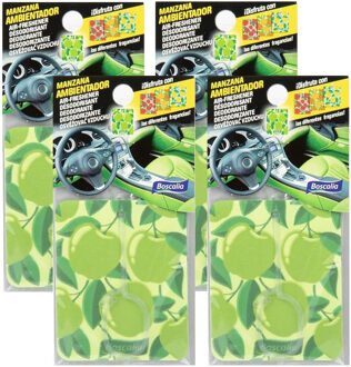 Auto parfum/luchtverfrisser - 4x - Appel geur - in handig zakje - 7 x 16